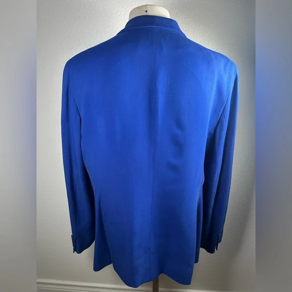 Lauren Ralph Lauren Women’s 100% Silk Single-Breasted Blazer–Size 14–Royal Blue - Picture 9 of 14